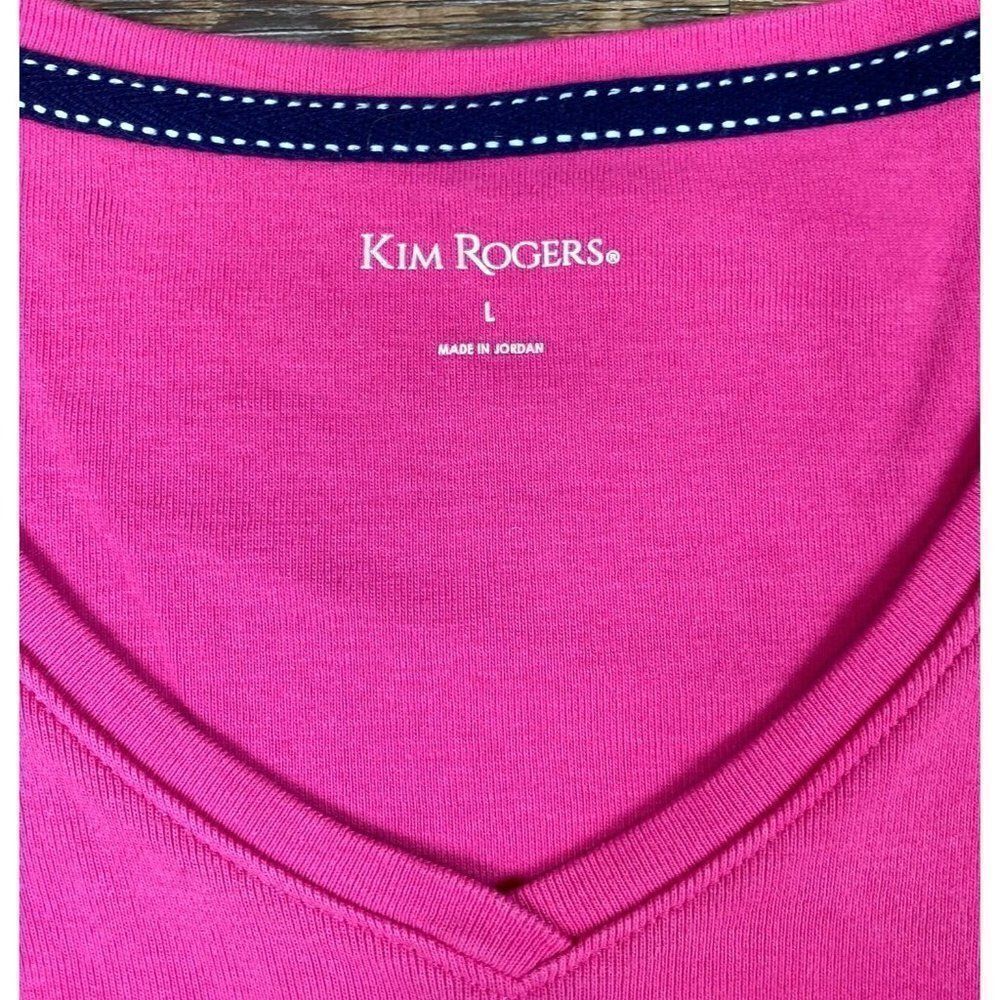 Kim Rogers Women's Pink 3/4 Sleeve Top (L) - Picture 4 of 4